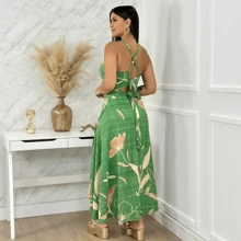 Women's Set Wrap Skirt And Cropped Top, Long Wrap Skirt And Tie-Back Top, Skirt + Cropped Top Set In Formal Dress, Formal Dress, Party Wear - 花綠4 - 查看 4