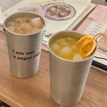 1 件标语图案咖啡杯，休闲简约日常用品 - 銀色 - 查看 3