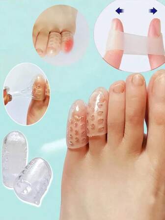 2/10/20/30/50/100 Peças Protetor de Dedos do Pé de Silicone Respirável, Separador & Almofada de Dedos do Pé, Capa de Dedos de Silicone, Respirável, Absorvente de Suor, Anti-Atrito, Transparente, À Prova D'Água, Resistente a Impactos, Adequado para Homens e Mulheres
