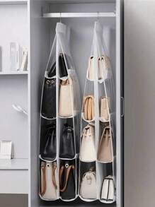 1 pieza, Organizador colgante para bolsos y carteras con 6/8 bolsillos, estantería colgante transparente para almacenar y organizar carteras, bolsos, ropa, pantalones, zapatos, faldas y decoración del dormitorio.
