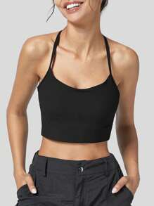 Yefecy Women's Gym Sexy Yoga Bra Solid Color Backless Fitness Bra , Breathable And Quick Dry Hot Selling - Black - View 3