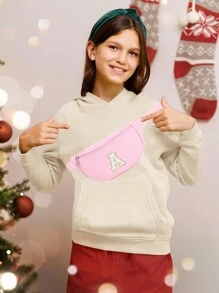 1 pieza Bolsa de cintura/hombro/bandolera para niñas con letra del alfabeto, bolsa de cintura linda adecuada para uso diario, exterior, viajes, senderismo, portátil, opción de regalo ideal