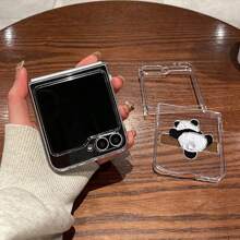 Cute Panda Transparent Case Compatible With Samsung Galaxy Z Flip6, Lightweight Thin Protective Cover For Galaxy Z Flip3/4/5/7 Foldable Phones - Clear - View 2
