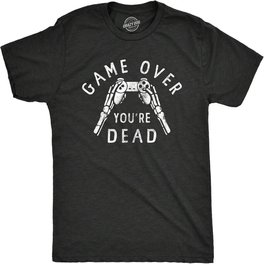 Game Over Youre Dead T Shirt Funny Gaming Skeleton Joke Tee For Guys - màu đen - Xem 1