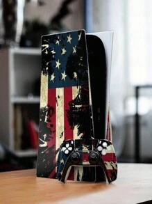 1 Set Of 3pcs Game Console Skin Stickers With Printed Patterns, Compatible With Disc Edition - Multicolor - View 1