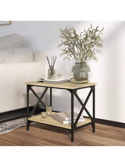 VidaXL Side Tafel 55x38x45 Cm Processed Wood Sonoma Oak view 3