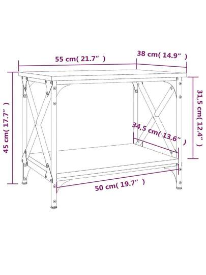 VidaXL Side Tafel 55x38x45 Cm Processed Wood Sonoma Oak view 2
