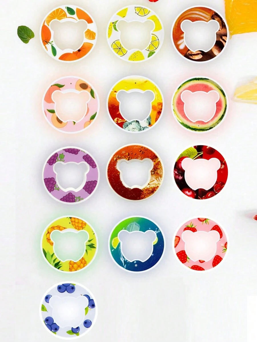 1 件熊形瓶子香味环，水瓶水果香味环，户外运动创意水杯香味环，适用于水果香味水瓶 - 彩色 - 查看 1