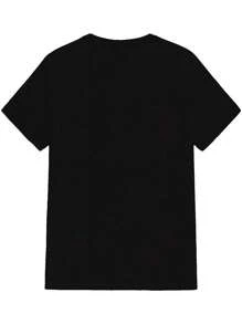 Men's 2025 Happy New Year Pattern Printed Top, Summer Fashion Casual Short Sleeve T-Shirt, Outdoor Clothing, Daily Comfortable Versatile Top - Black - View 2