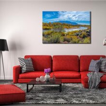 1PCS Framed New Mexico Canvas Print Rio Grande River Winding Wall Decor For Living Room Mountain Landscape Painting Poster Painting Office Home Office Decor For Bedroom Restaurant Hotel Apartment Studio Coffee Room Dressing Room Wall Decor - Multicolor - View 2
