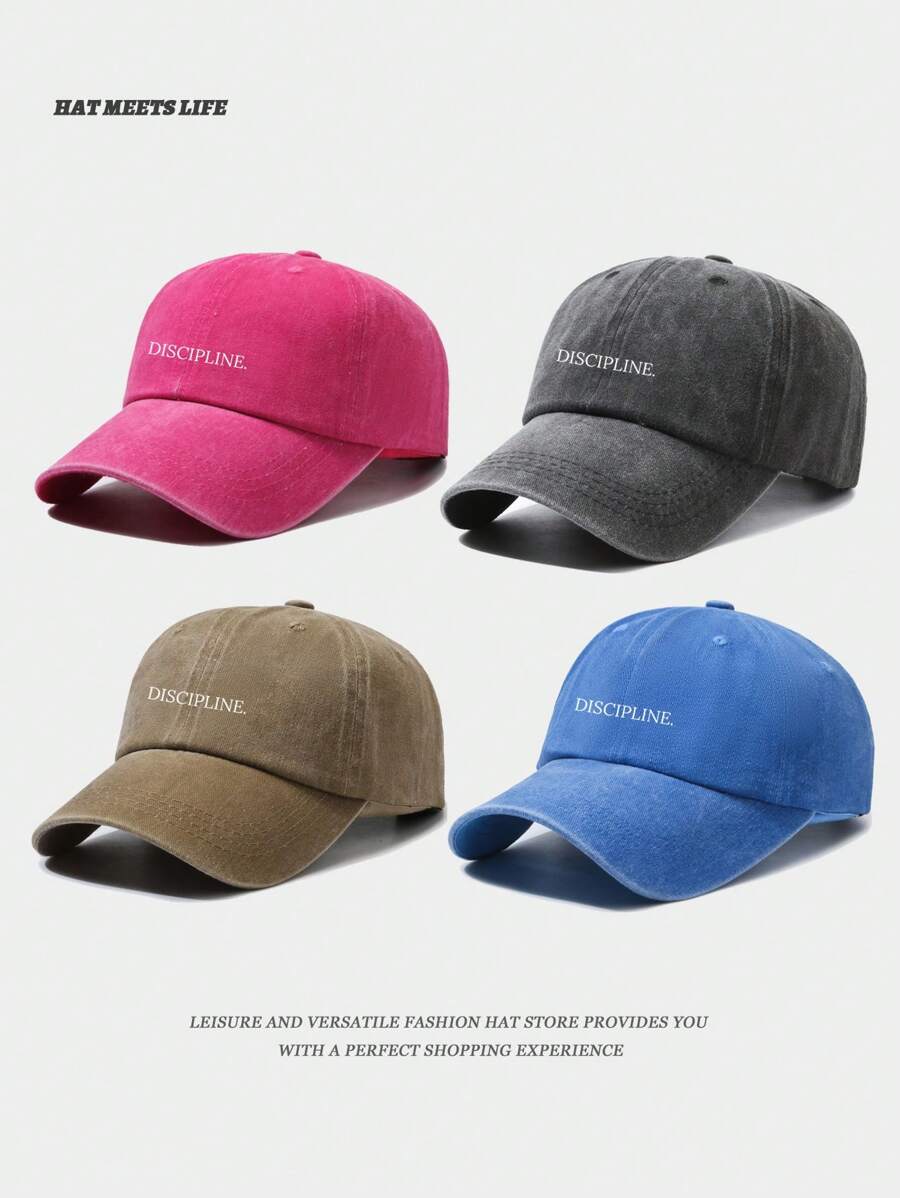 Discipline Letter Print Baseball Cap, Solid Color Washed Vintage Dad Hat, Hip-Hop Sun Hat, Unisex, Suitable For Daily Commute And Outdoor Sports