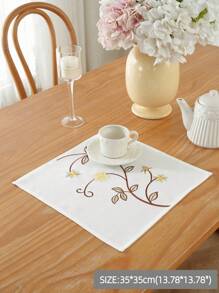 Rural Style Colorful Embroidered Satin Cloth Table Runner, For Dining Table, Kitchen Table, Desk, Coffee Table, Dresser, Cabinet, Shoe Cabinet, Chest Of Drawers, Prevent Dust And Decorate, With Exquisite Small Flower Embroidery. Also Suitable For Home Decoration, Kitchen, Living Room, Bedroom, Courtyard, Indoor And Outdoor Furniture, Camping, Villa, Festivals, Parties, Weddings. Size: 1PC,Halloween Decor,Home Decor - Yellow - View 8