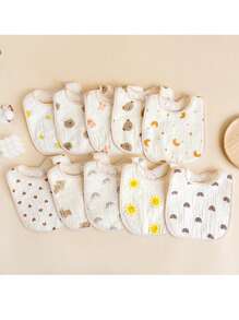 Bavoirs bébé, bavoirs en gaze en forme de U, bavoirs en mousseline respirants et absorbants