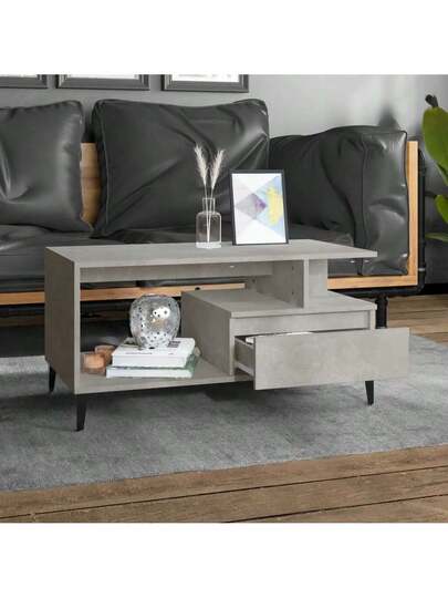 VidaXL Coffee Tafel 90x49x45 Cm Processed Wood Concrete Grijs view 3