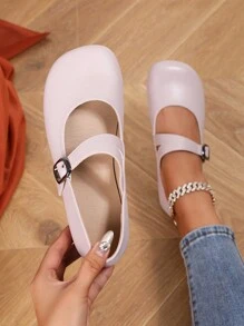 Minimalist Convenient Casual Versatile Solid Color Flat Loafers - Baby Pink - View 1