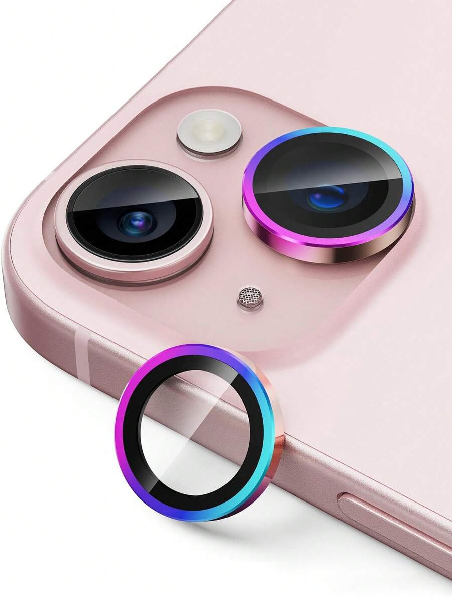3 Packs Camera Lens Protective Case Compatible With Iphone 15 & 15 Plus /16Promax/16/16Pro/16Plus/15Promax/15Pro/14Promax/14/14Pro/14Plus/13Promax/13/13Pro/12/12Promax/12Pro/11/11Promax9H Tempered Glass And Ultra-Thin Aluminum Ring, Ultra-HD Clear, Easy Installation Kit, Case Friendly, Anti-Scratch And Shatterproof [Rainbow]