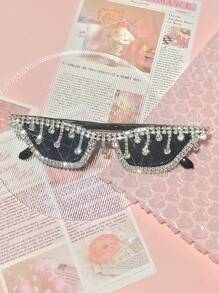 1 件/2 套 - 休闲、可爱、优雅、性感、复古、波西米亚、复古、派对 PC（聚碳酸酯）女士时尚眼镜，带水钻装饰，适合派对、海滩、所有季节 - 亮閃閃水鑽流蘇 - 查看 14