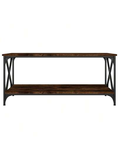VidaXL Coffee Tafel 100x50x45 Cm Processed Wood Iron Smoked Oak view 4