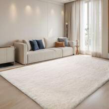 Treeboy Fluffy Area Rug Thick & Shaggy Carpet For Living Room & Bedroom Floor, Home Decor Anti-Slip Soft Carpet Floor Mat - Ivory - View 9
