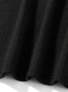 Women Short Top Shirt, Long Sleeve Patchwork Ribbed Front Button V-Neck Cropped Tops, Slim Navel Shirt - Black - View 8