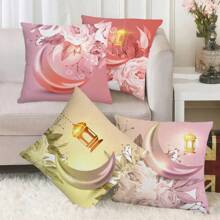 1 szt./4 szt. Poszewka na poduszkę z nadrukiem gwiazdy i półksiężyca, 18*18 cali, zapięcie na zamek błyskawiczny, miękka poduszka na sofę, na werandę, patio, sofę, kanapę, salon, na zewnątrz (poduszki nie są dołączone)