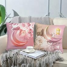 1 szt./4 szt. Poszewka na poduszkę z nadrukiem gwiazdy i półksiężyca, 18*18 cali, zapięcie na zamek błyskawiczny, miękka poduszka na sofę, na werandę, patio, sofę, kanapę, salon, na zewnątrz (poduszki nie są dołączone)