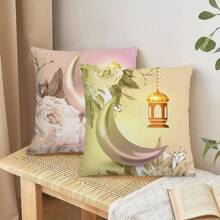 1 szt./4 szt. Poszewka na poduszkę z nadrukiem gwiazdy i półksiężyca, 18*18 cali, zapięcie na zamek błyskawiczny, miękka poduszka na sofę, na werandę, patio, sofę, kanapę, salon, na zewnątrz (poduszki nie są dołączone)