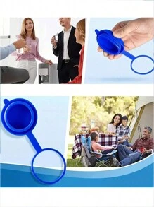 2pcs Water Jug Cap, Reusable Replacement Silicone No Spill Top Lid Cover, Anti-Dust Soft Rubber Cover,Random Pattern On The Lid Camping - Default - View 5