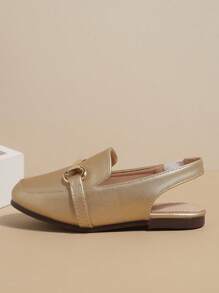 1 Pair Girls' PU Soft-Sole Non-Slip Closed Toe Flat Sandals, Suitable For Summer - Gold - View 5