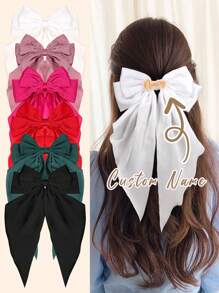 1pc Custom Large Hair Bows For Women Acrylic Custom Name Bow French Clips Personalized Name Solid Color Ribbon Bow Hair Clips Elegant Cutomized Name Bow Barrettes White Red Black Bow Hair Clips Women Hair Accessories, Bridal Hair Accessories, Bridesmaid Gifts, Wedding Hair Accessories, Wedding Hair Accessories, Spring Summer Bright Colors