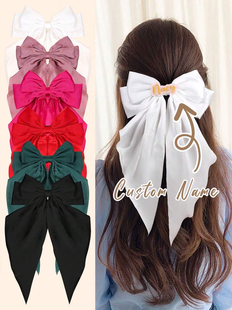 1pc Custom Large Hair Bows For Women Acrylic Custom Name Bow French Clips Personalized Name Solid Color Ribbon Bow Hair Clips Elegant Cutomized Name Bow Barrettes White Red Black Bow Hair Clips Women Hair Accessories, Bridal Hair Accessories, Bridesmaid Gifts, Wedding Hair Accessories, Wedding Hair Accessories, Spring Summer Bright Colors