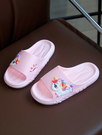 HAHABOBO 新款粉色儿童独角兽卡通拖鞋 - 柔软舒适的室内拖鞋，适合男孩和女孩，夏季和秋季儿童鞋，适合幼儿的可爱家居凉鞋