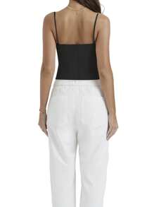 Women's Y2k Fitted Crop Cami Tops Spaghetti Strap Sleeveless Backless Sexy Square Neck Tank Tops Summer Going Out Tops Clubwear Casual Camisole - Black - View 7