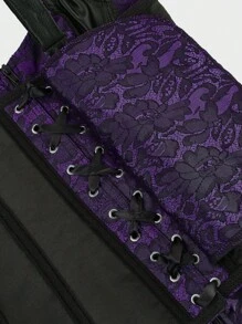 Corsés para mujer, corsets ajustados con tirantes, top de corsé de Renacimiento pirata - Morado - Ver 7