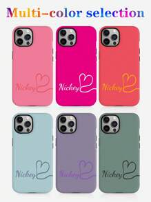 Customized Multi-Color Simple Letter Phone Case, Personalized Fashion Heart Letter Name Designed Shockproof Protective Phone Cover, Compatible With Iphone 11 Pro/13 Pro/15 Pro Max, IPhone XR, 12, 13, 15, 16 Pro Max