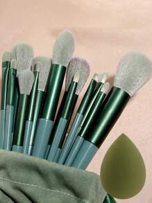 Juego de 13 piezas de brochas de maquillaje suaves y esponjosas con esponja de maquillaje para cosméticos, base, colorete, polvos, sombras de ojos, Kabuki, mezcla y herramienta de belleza