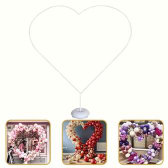 1.5M Valentine'S Day Large Balloon Arch Stand Reusable Heart-Shaped Love Balloon Garland Stand With Water Bag And Chassis DIY Balloon Arch Frame For Wedding Party Decor