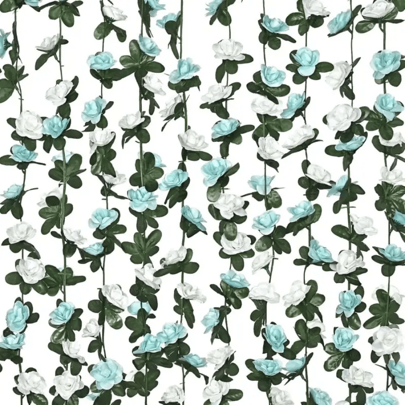 Guirlanda de flores de cerejeira artificiais de 74,8 pol., guirlanda de flores de sakura de seda falsa pendurada, adequada para casa, casamento, decoração de festa, decoração de jardim pequeno, rosa e azul/branco