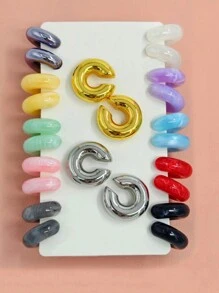 10pcs/Set Fashionable Dopamine Colorful Jelly Acrylic Twist Crescent Star Candy Color Clip On Earrings, No Piercing Needed - Style9 - View 19