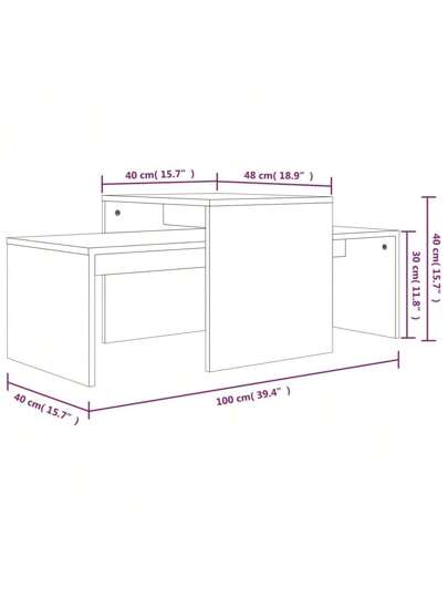 VidaXL Coffee Tafel Set 100x48x40 Cm Processed Wood Bruin Oak view 2
