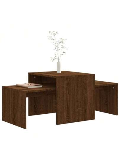 VidaXL Coffee Tafel Set 100x48x40 Cm Processed Wood Bruin Oak view 3