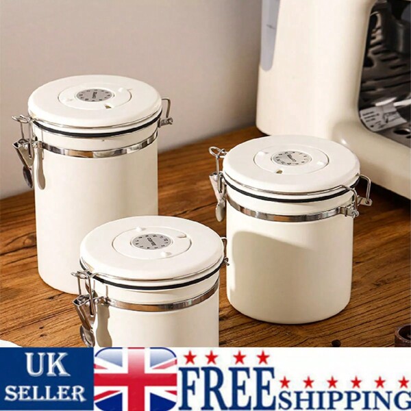 Coffee Canister Airtight Steel Vacuum Storage Bean One-Way Container Stainless