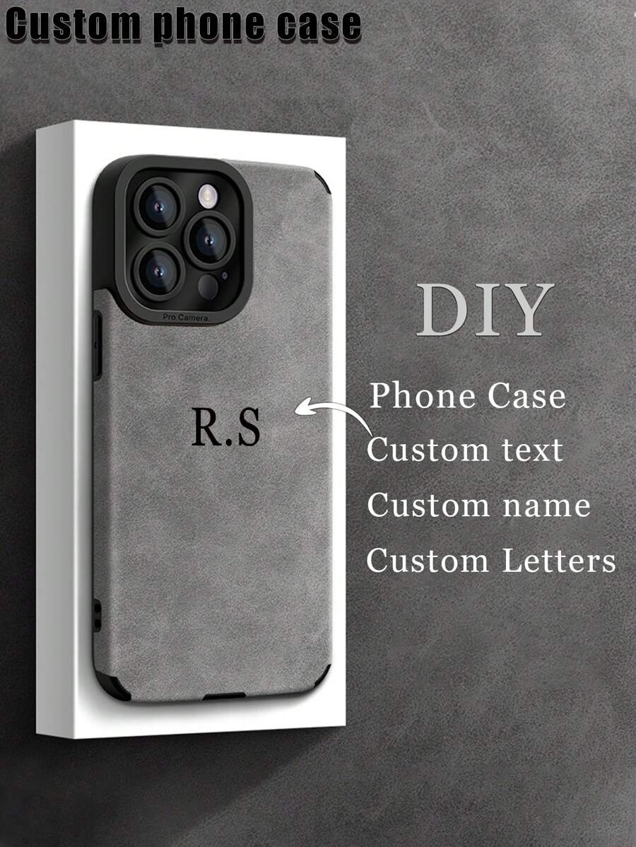 1pc Customizable DIY Name Monogram Phone Case, Compatible With Apple, Made Of Soft PU Leather, Shock-Proof, Scratch-Resistant, Fingerprint-Proof, Soft TPU Full Coverage Case, An Ideal Personalized Phone Case Gift For Companion, Partner, Family Member, Best Friend, Birthday Or Anniversary,Boyfriend,Girlfriend,Family,Friends,Grandparents,Couple