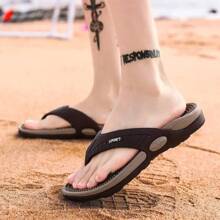 Sandalias tipo chanclas para masaje para hombres, zapatos de playa transpirables de verano, chanclas de lujo transpirables para hombres - Negro - Ver 5