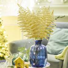 20 piezas/10 piezas Hojas brillantes, hojas tropicales artificiales, hojas de árbol de Navidad con brillo, adornos con brillo para DIY en tallos de ramos, decoración de coronas, hermosas flores artificiales para decoración de árbol de Navidad, decoración del hogar, relleno de escritorio de oficina, Acción de Gracias, decoraciones navideñas, decoración de mesa, DIY coronas, decoración de regalo navideño, suministros para fiestas navideñas, decoración de habitación