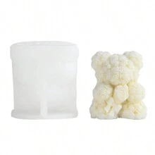 1 件玫瑰熊形状蜡烛模具、心形熊、花束熊和蝴蝶结熊模具用于制作蜡烛，硅胶模具用于 DIY 蜡烛、芳香疗法、肥皂、情人节和母亲节礼物