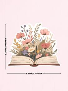 1pc Floral Book Stickers, Cute Bookish Stickers, Book Lover Gift, Kindle Vinyl Stickers, Reading Stickers, Water Bottle Stickers