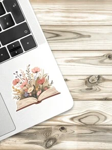 1pc Floral Book Stickers, Cute Bookish Stickers, Book Lover Gift, Kindle Vinyl Stickers, Reading Stickers, Water Bottle Stickers