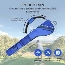 Golf Sunday Carry Bag For Men Women Lightweight Driving Range Zippered Waterproof, Golf Club Carry Case Travel Bag 49" Holds Up To 10 Clubs Portable Foldable Color Black Blue Gift - Blue - View 3