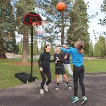 YARDIN Aro de baloncesto al aire libre para niños Soporte de baloncesto 156-208 cm Aro de baloncesto portátil ajustable en altura con ruedas Sistema de baloncesto con base con bombas inflables de baloncesto y 2 redes de baloncesto